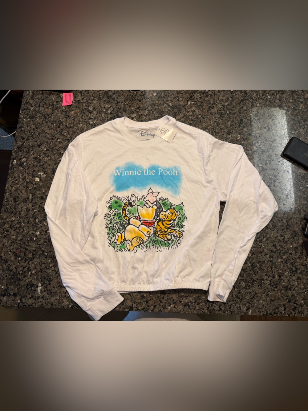 Disney White Winnie the Pooh Long-Sleeve Tee with Colorful Character Print